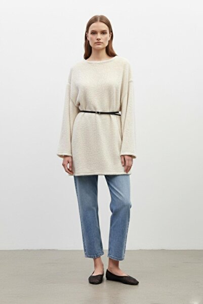 Puane Bluză de damă din tricotaj cu textură moale-10776 - STONE