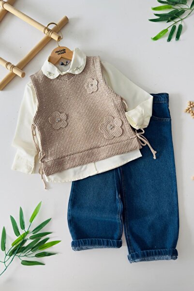 Minigimin Cicileri Set 3 piese pentru fetițe, cu tricotaje cu aplicații cu ma...