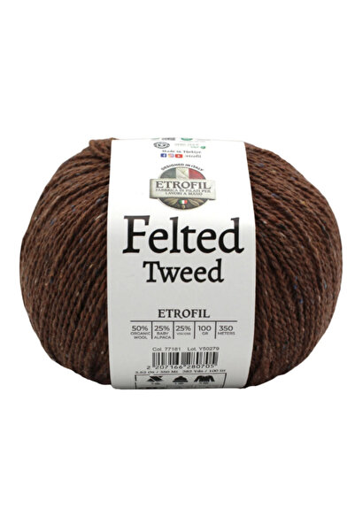 Etrofil Felted Tweed %50 Organik Merino Yünü %25 Baby Alpaka %25 Viskoz 100 g...