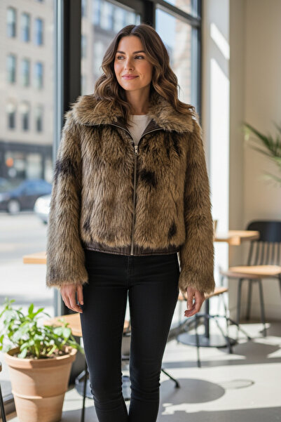 MADE İN ITALY Deri detayli kisa kurk