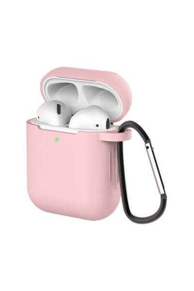 OEM Silicone Soft Case with Carabiner for Apple AirPods 1/2 - Pink