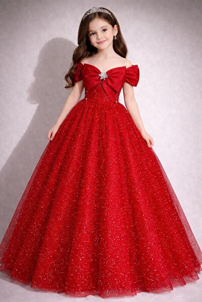 FKB FOR KIDS BABY Kız Çocuk Simli Fiyonk Detaylı Tasarım Elbise