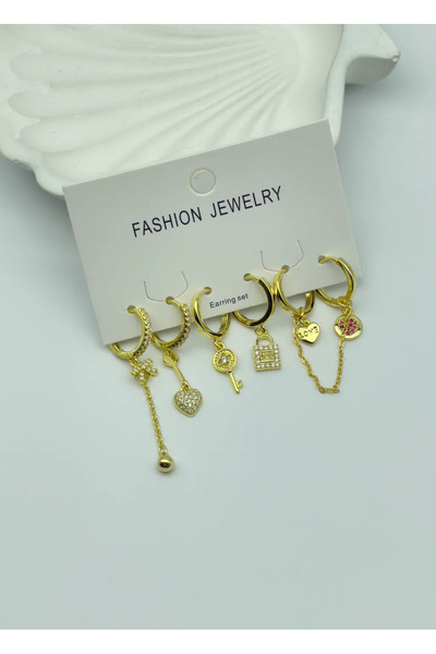 BİJU YILMAZ Vip gold 6-piece earring set - 25-vip107
