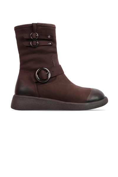 MY DERİ Жіночі черевики з натуральної нубукової шкіри на блискавці 4151