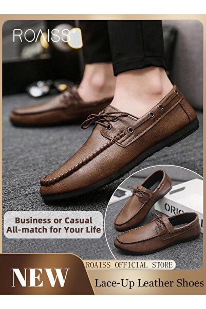ROAISS حذاء رجالي كلاسيكي من الجلد، مناسب للعمل والمناسبات غير الرسمية، مخيط ...