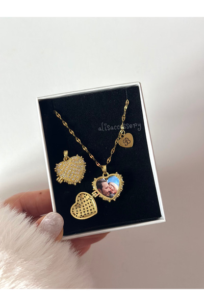 Alis Accessory Fotoğraflı kalp kolye