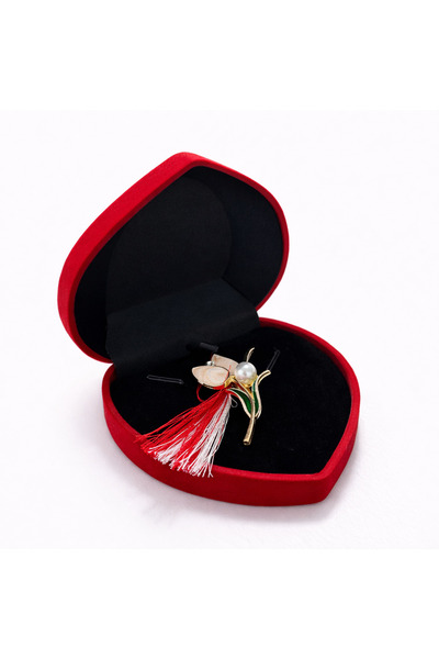 OEM Broșă lalea cu pietre și perle, mărțișor elegant Heart Box