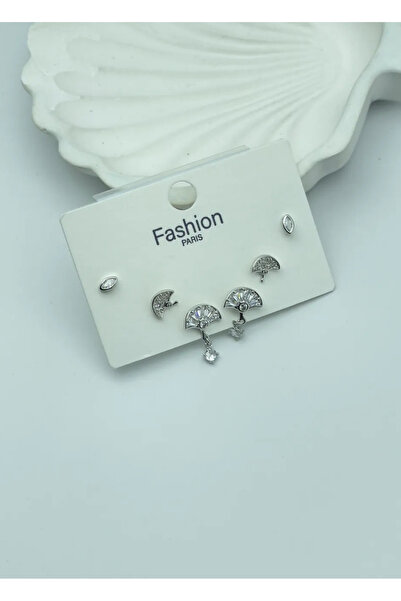 BİJU YILMAZ Vip Silver 6-Piece Earrings - 25-Vip133
