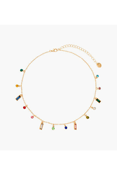 Lifestyle Metal Crystal Necklace with Lobster Clasp Closure