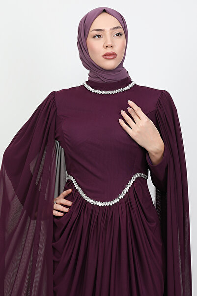 Lamia Giyim Diana Tül Abiye Mor