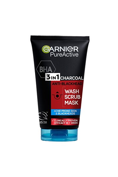 Garnier Set of 2 x Cleansing Gel 3 in 1 Active Charcoal Skin Naturals 150 ml