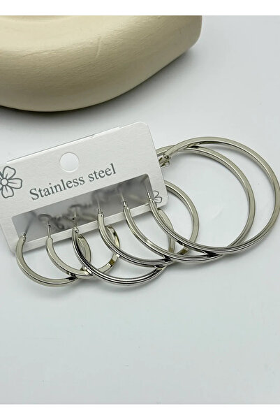 BİJU YILMAZ Steel silver 6-piece hoop earring set - 25-clk96