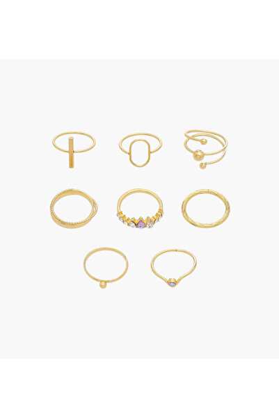 Lifestyle خاتم ذهبي اللون قابل للتكديس بتصميمات متنوعة