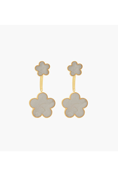 Lifestyle Gold Tone Floral Drop Earrings with Pushback Closure