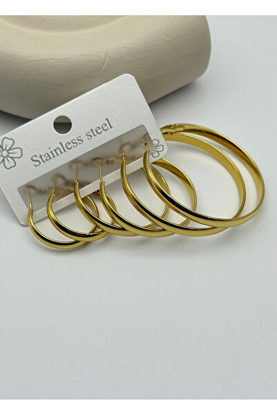 BİJU YILMAZ أقراط من الفولاذ الذهبي مكونة من 6 قطع - 25-clk91