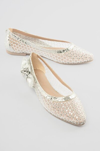 Mubiano Γυναικείες μπαλαρίνες με διχτυωτό ύφασμα, λεπτομερή μυτερή μύτη, φιόγ...