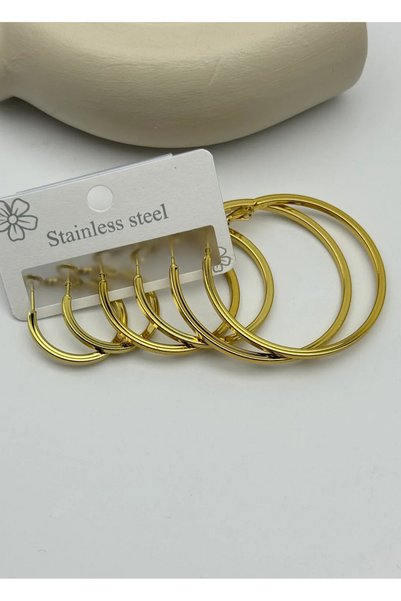 BİJU YILMAZ Steel gold 6-piece hoop earring set - 25-clk95
