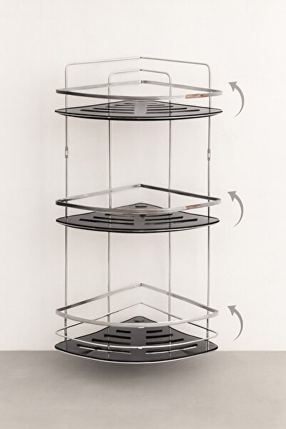 JASPER 5925 Banyo Köşeliği Kristal Lamalı Üç Katlı Beyaz