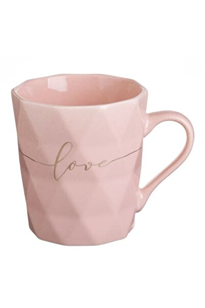 OEM Pink Embossed Triangles Mug "Love" 360ml