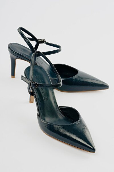 Mubiano Women's Stiletto Pointed Toe Heeled Shoes İrisa Navy Blue