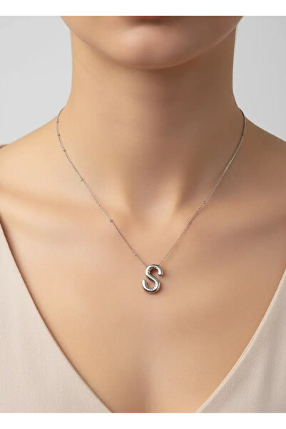 BİJU YILMAZ Steel silver balloon letter s necklace - 25-clkk30