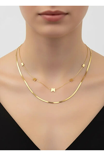 BİJU YILMAZ Xuping Gold 2'li Kelebekli Kolye - 25-xpk78