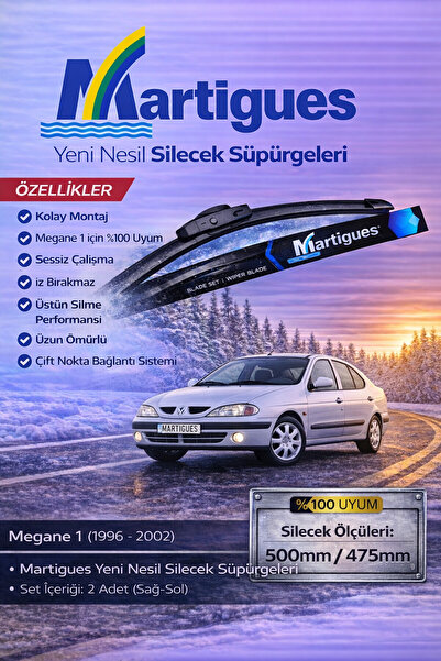 MARTIGUES RENAULT MEGANE 1 ÖN CAM SİLECEK SÜPÜRGESİ TAKIMI 1996 - 2002 MEGAN ...
