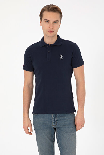 U.S. Polo Assn. Erkek Lacivert Slim Fit Polo Yaka Basic Tişört 50307753-VR033