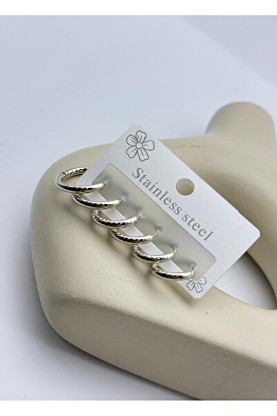 BİJU YILMAZ Steel silver 6-piece hoop earring set - 26clkk06