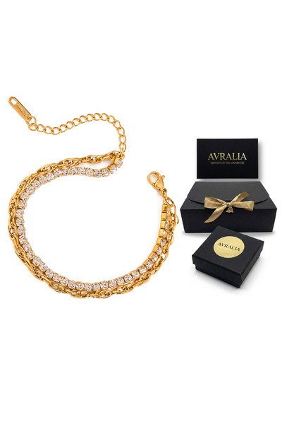 AVRALIA Set 2 Brățări Placate Aur 18K - Tennis și Design Snake,