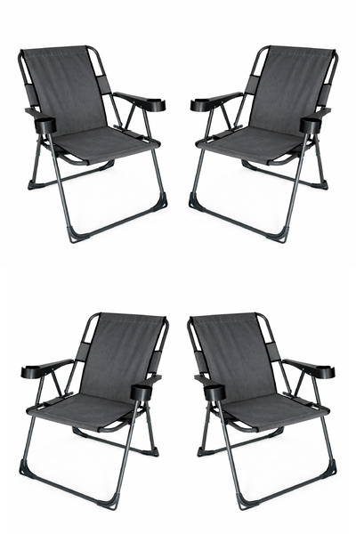 Walke 4 Lü Katlanır Kamp Sandalyesi Çİft Taraf Bardaklı Piknik Sandalyesi