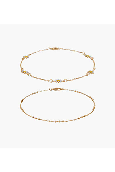 Lifestyle Pack of 2 Metal Embellished Anklet