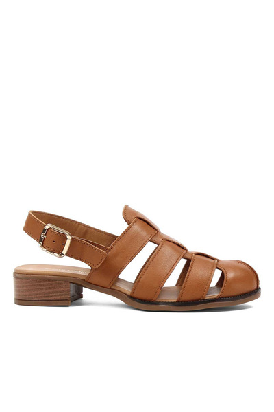 Celal Gültekin Kadın Taba Gladyatör Deri Sandalet