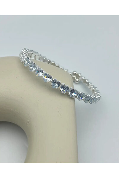 BİJU YILMAZ Vip Silver Kalp Taşlı Su Yolu Bileklik - 25-blk182