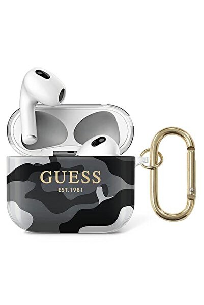 Guess Carcasă camuflaj pentru Apple AirPods 3 - Husă TPU neagră