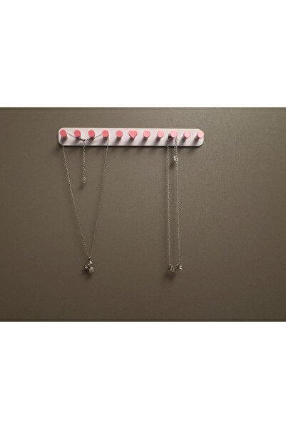 LARİON Pembe Detaylı Duvar Tipi Takı ve Kolye Askılığı