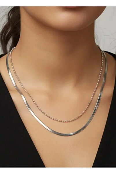 BİJU YILMAZ Steel Silver Chain Italian Necklace 3mm - 25-Clkk265