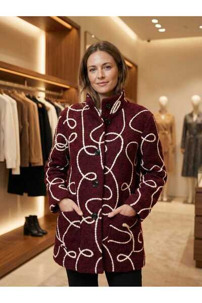 ihaoo Palton oversize scurt din stofa cu bucle