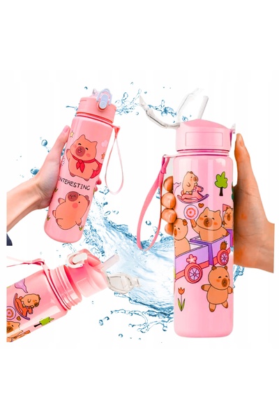 Other Sticlă de apă Capybara cu pai pentru copii la școală 690 ml