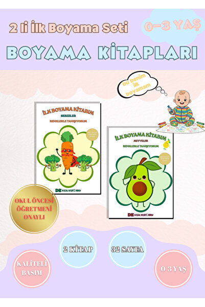 DK Çocuk 0-3 Yaş Büyük Resimli Boyama Seti | 2 Kitap – Meyveler ve Sebzeler