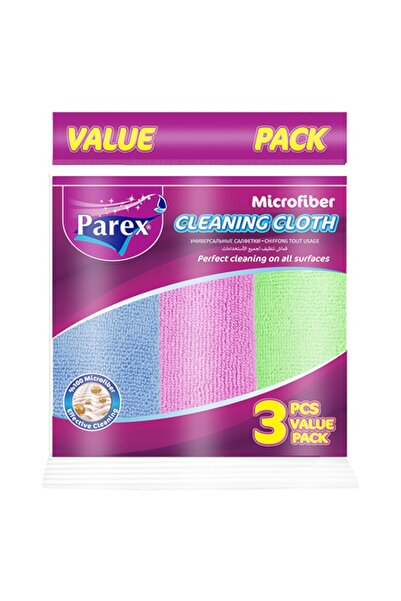Parex Set of 3 x 3 Parex Microfiber Cloths, Multicolor
