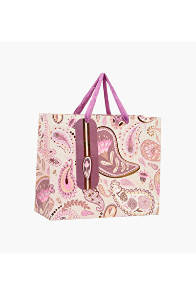 Lifestyle حقيبة هدايا ورقية بنقشة بيزلي - كبيرة