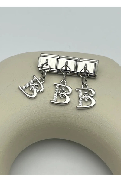 BİJU YILMAZ سحر حرف نومي من الفولاذ الفضي المتدلي - 25crm37