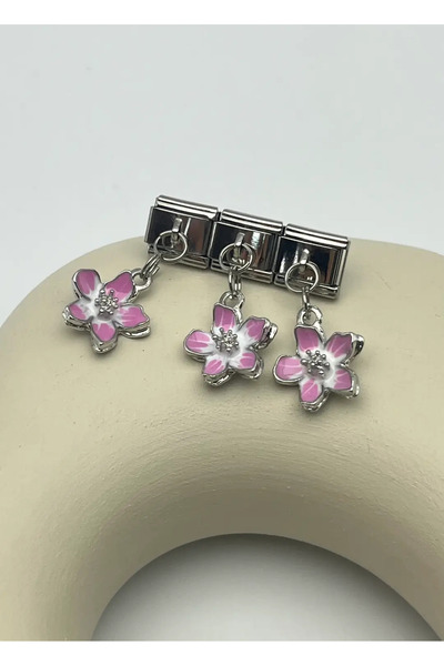 BİJU YILMAZ Çelik Silver Çiçek Sallantılı Nomi Charm - 25crm94