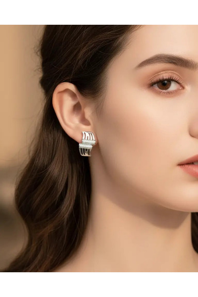 BİJU YILMAZ أقراط موجة من حجر الفضة Xuping - 25-xpkp45