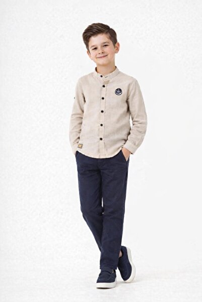 togi Judge Collar Linen Shirt and Belted Trousers Boy's Set