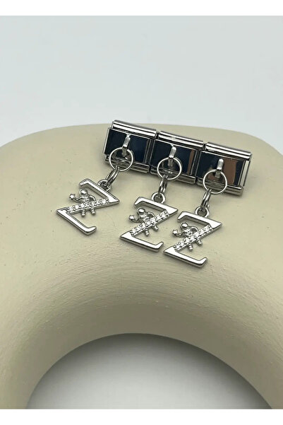 BİJU YILMAZ Steel silver dangling nomi letter charm - 25crm37