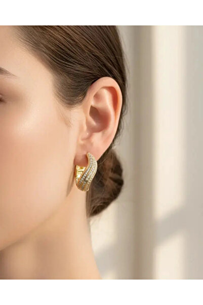 BİJU YILMAZ أقراط ذهبية من Xuping مرصعة بالأحجار - 25-xpkp320