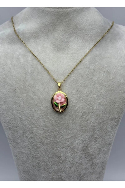 BİJU YILMAZ Steel crispy pink flower necklace - 25-ctr297