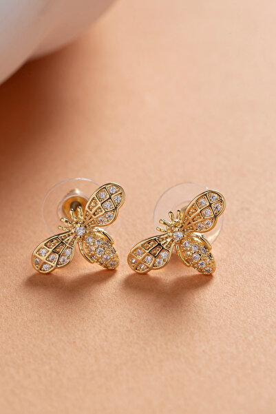 Elika Silver Zirkon Taşlı Arı Küpe / Şans Küpesi